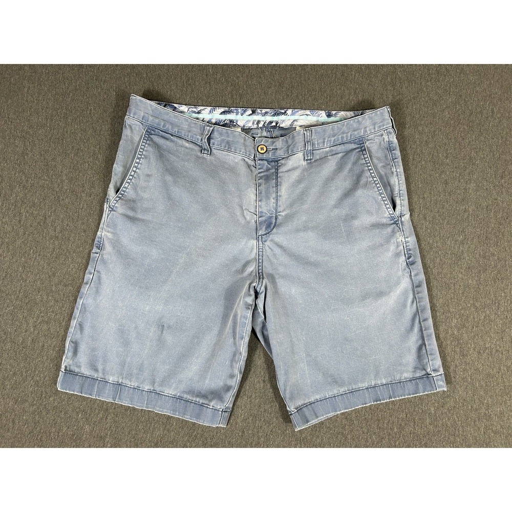 Tommy Bahama Chino Shorts Mens 36 Blue Flat Front Marlin Logo Cotton